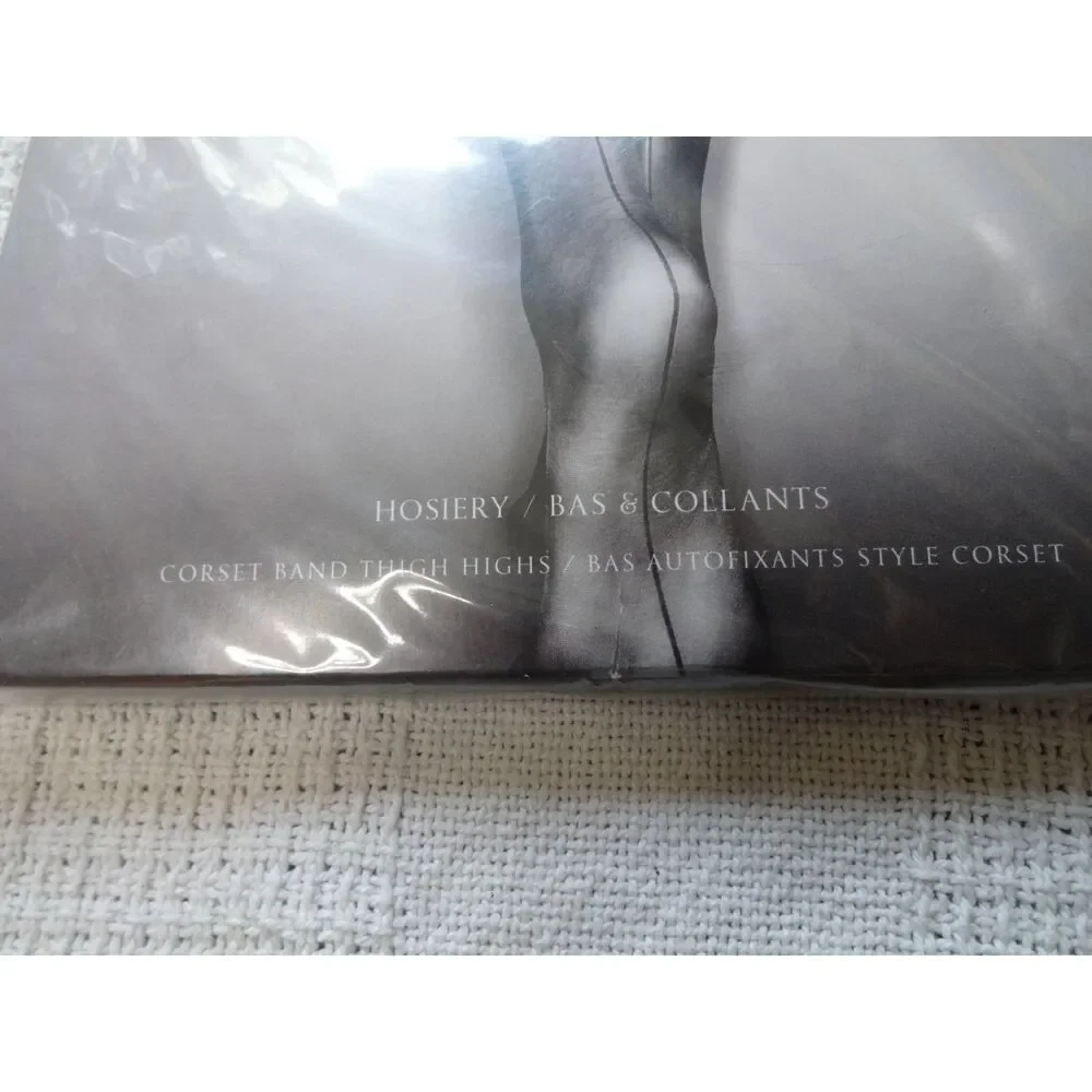 Victoria’s Secret ~ Black Corset Band Thigh High Hosiery ~ Medium NWT
